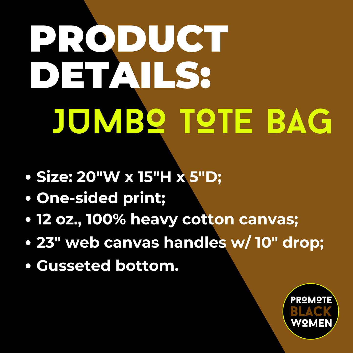 Promote Black Women - Jumbo Tote Bag